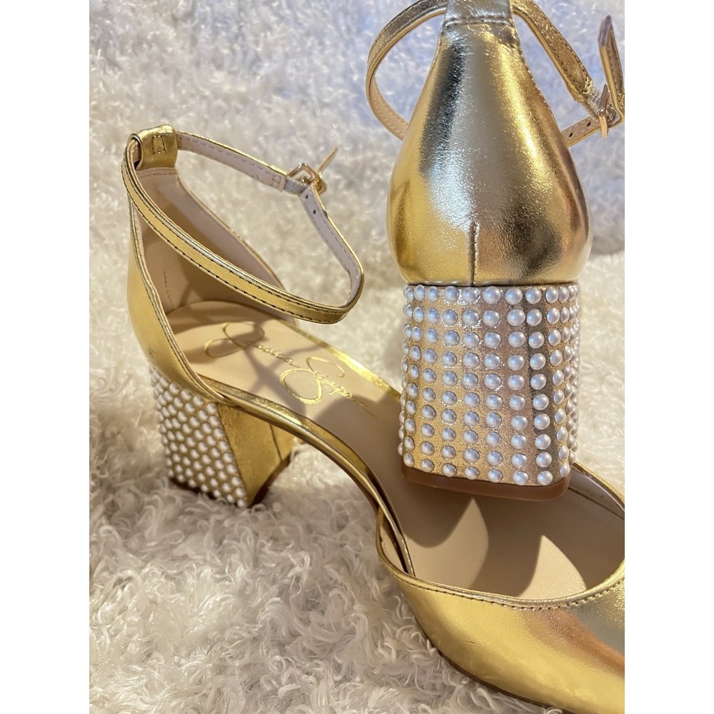 Jessica Simpson Women's Block Heel studded with Pearl Accents